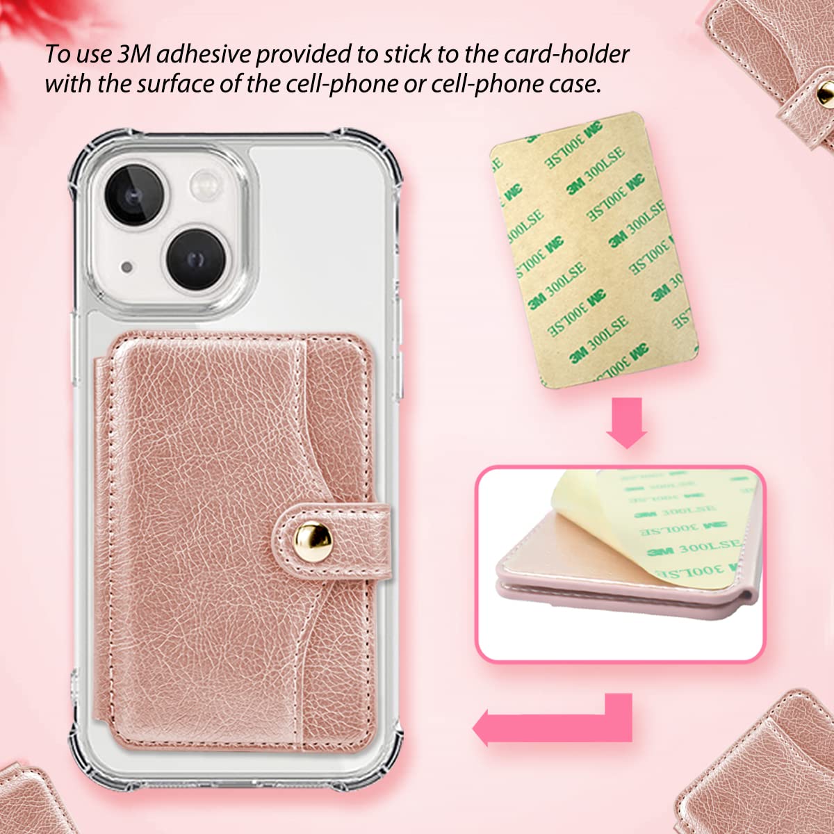 M-Plateau sticky wallet for back of phone Slim Adhesive (Clear)