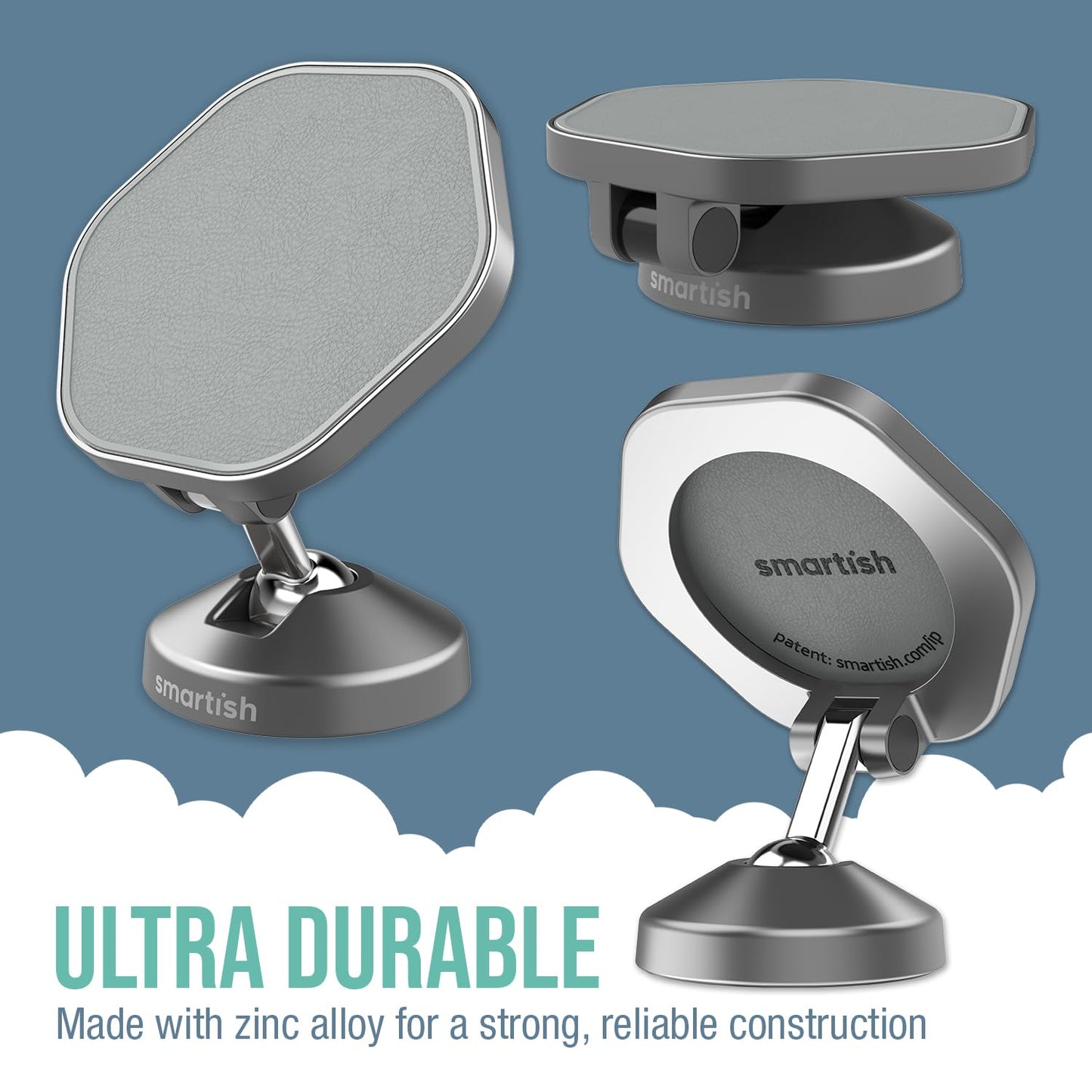 Smartish® MagSafe Mountaineer Car Mount - Compatible w/Apple iPhone 17/16/15/14/13 - Magnetic Stick on Adhesive Phone Holder - Extra Strength Magnet