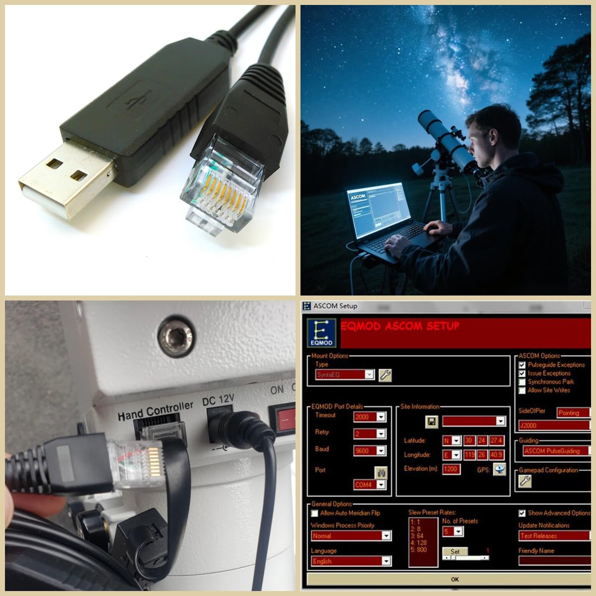 Washinglee RJ45 Control Cable for Skywatcher and Orion Mount, for Heq5 pro, Azeq5, Azeq6, Eq6-R, Eq6-R Pro, EQ8-R and Orion Sirius Mount, Eqmod USB