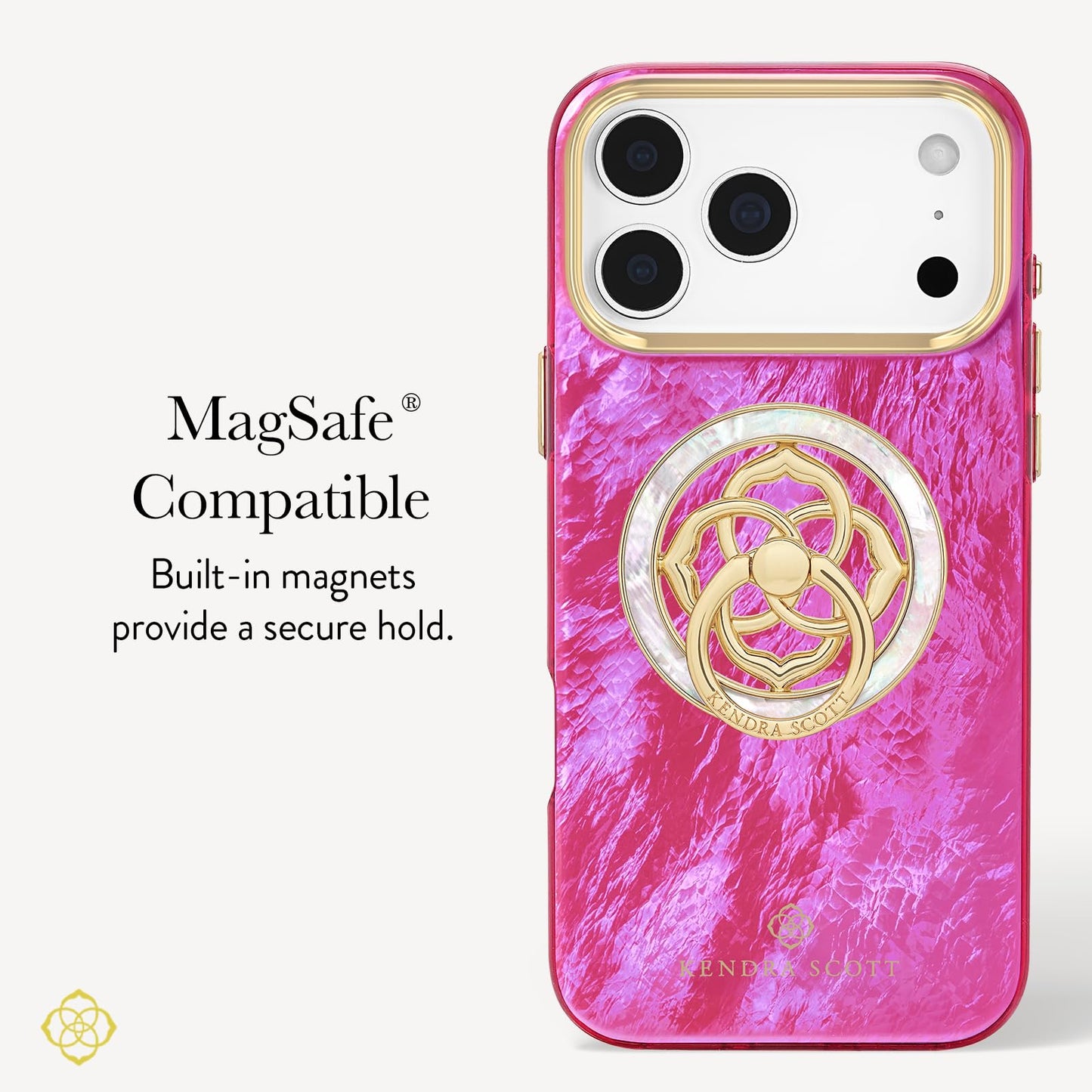 Kendra Scott Magnetic Phone Ring Grip with Stand - Removable and Collapsible - Mother of Pearl Medallion