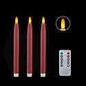 HVTDECOR Flameless Taper Candles Battery Operated with Timer and Remote, LED Real Wax Tapered Dinner Candle, Window Candle Set of 3. Centerpieces