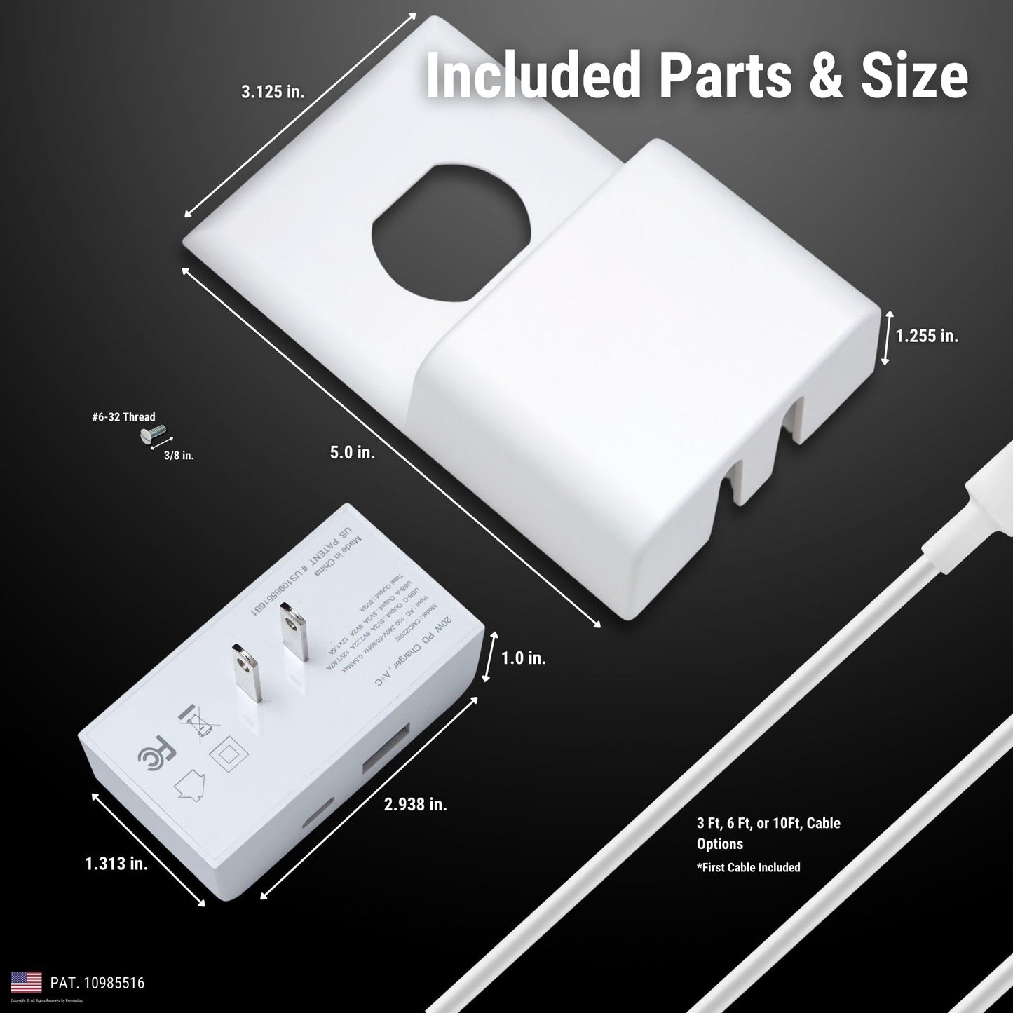 Permaplug Charger Lock: Anti-Theft & Tug-Proof Phone Charger Lock System for Apple iPhone 14/13/12/11/ X/MAX/XR/ 8/6/7/ XS, iPad, iPod Touch