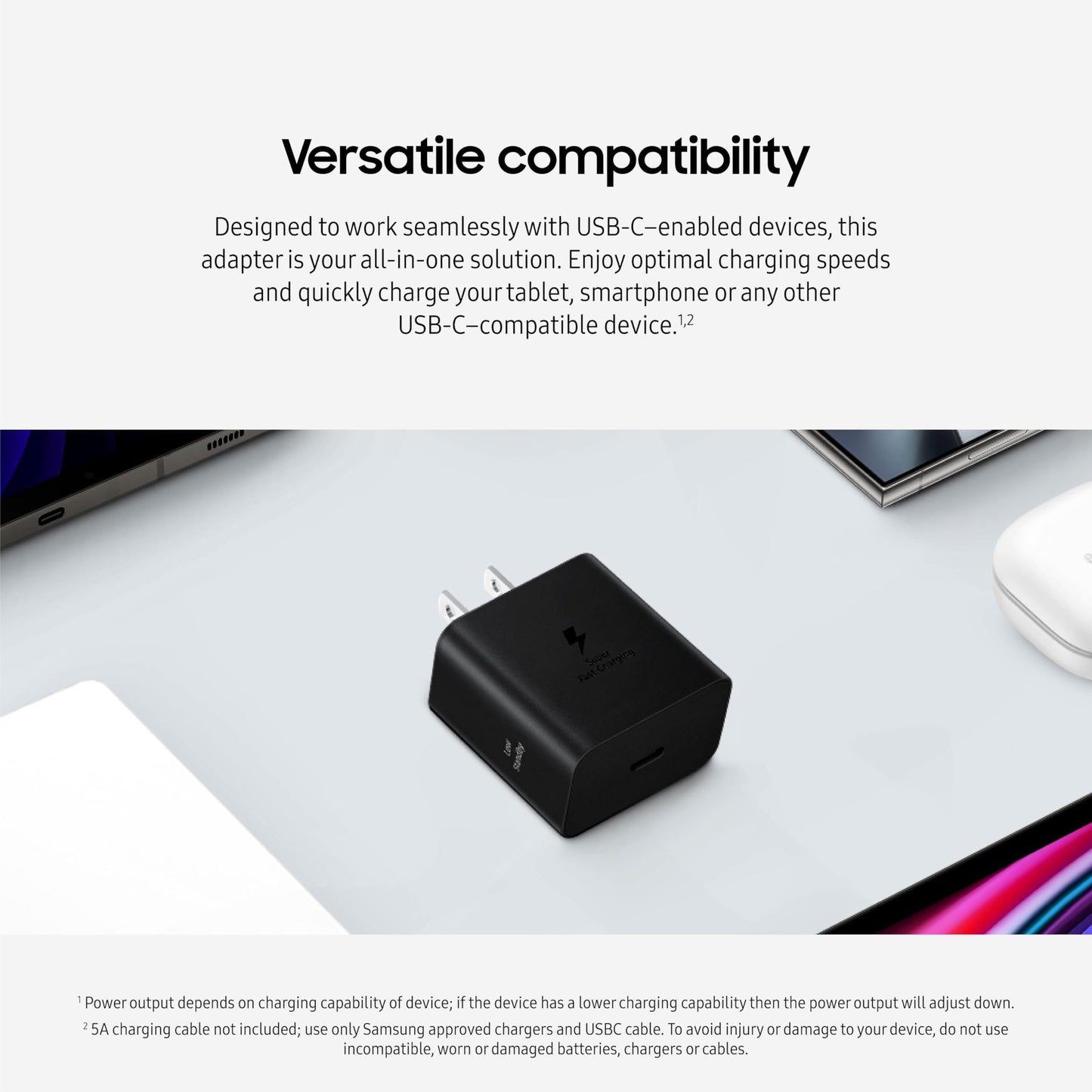 SAMSUNG 45W Wall Charger Power Adapter, Cable Not Included, Super Fast Charging for Galaxy Phones, Tablets and USB Type C Devices, Low Standby Power