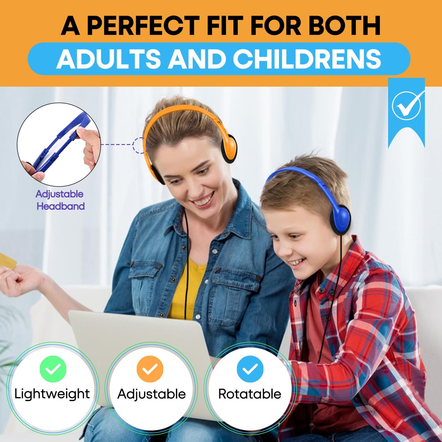 Gaosen 20 Pack Classroom Headphones Bulk for Kids School Student,Wholesale Durable Wired Class Set Headphones for Children Toddler Teens Boys Girls