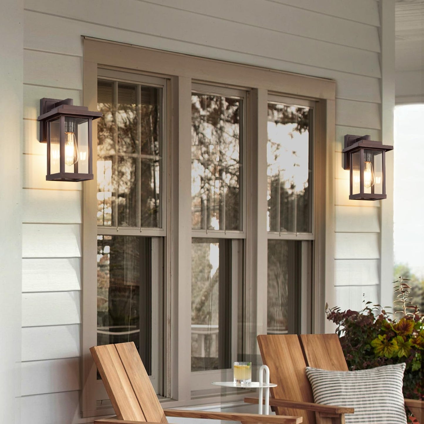 Smeike Exterior Light Fixtures 2 Pack, Modern Outdoor Wall Lanterns Farmhouse Outdoor Porch Light for House Patio Front Door Entryway, Bronze