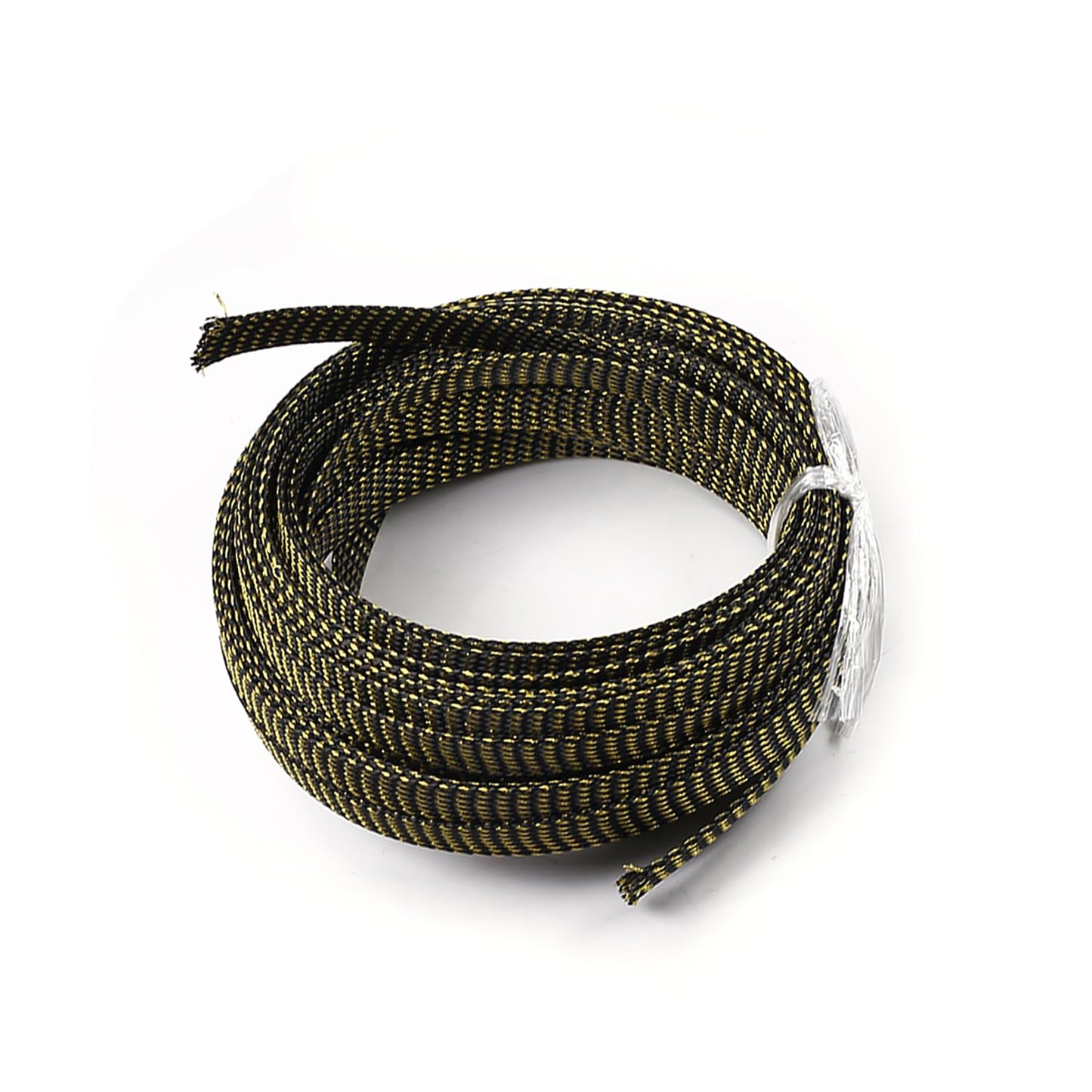 Bettomshin 1Pc 32.8Ft(10m) Cable Management Sleeve, 1/2"(12mm) Width PET Black & Gold Cord Protector, Wire Loom Tube Insulated Split Sleeving for USB