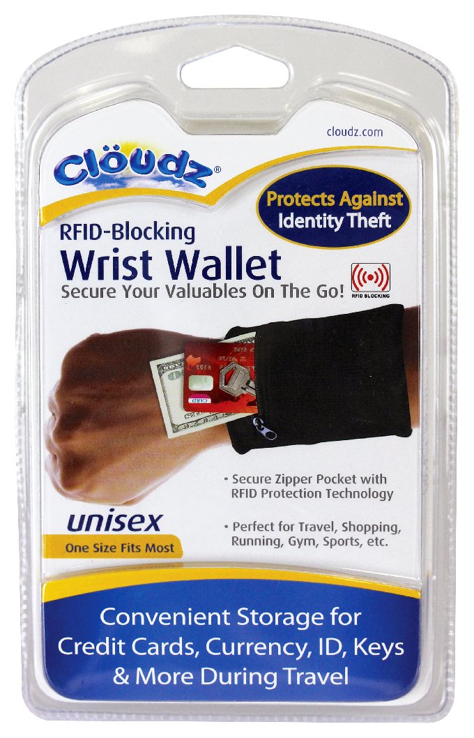 Cloudz : RFID Protection Travel Wrist Wallet - Black