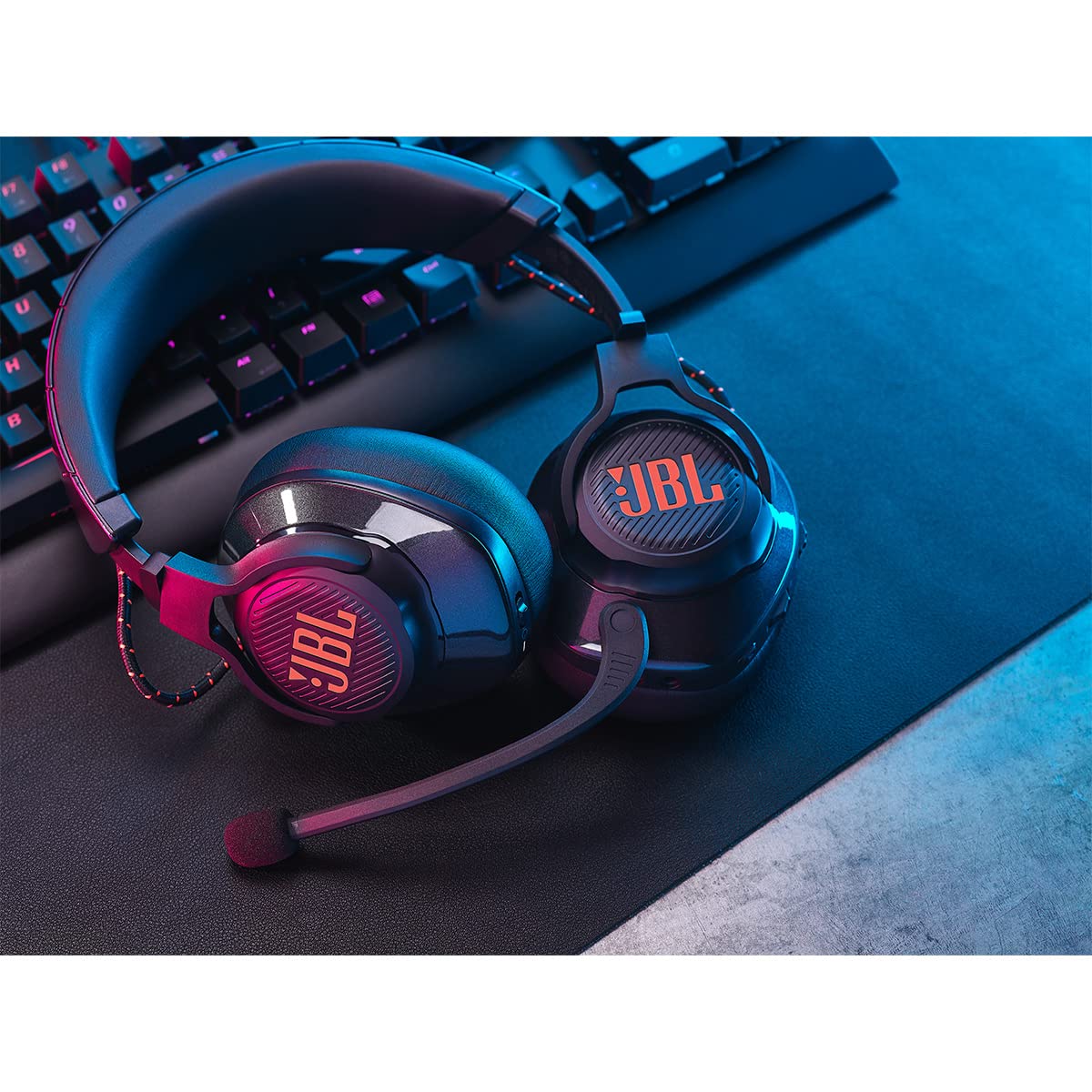 JBL Quantum 610 - Wireless Over-Ear Gaming Headset, JBL QuantumSURROUND, 2.4GHz Wireless, up to 40 Hours of Battery Life, Game-Chat dial, flip-up Boom