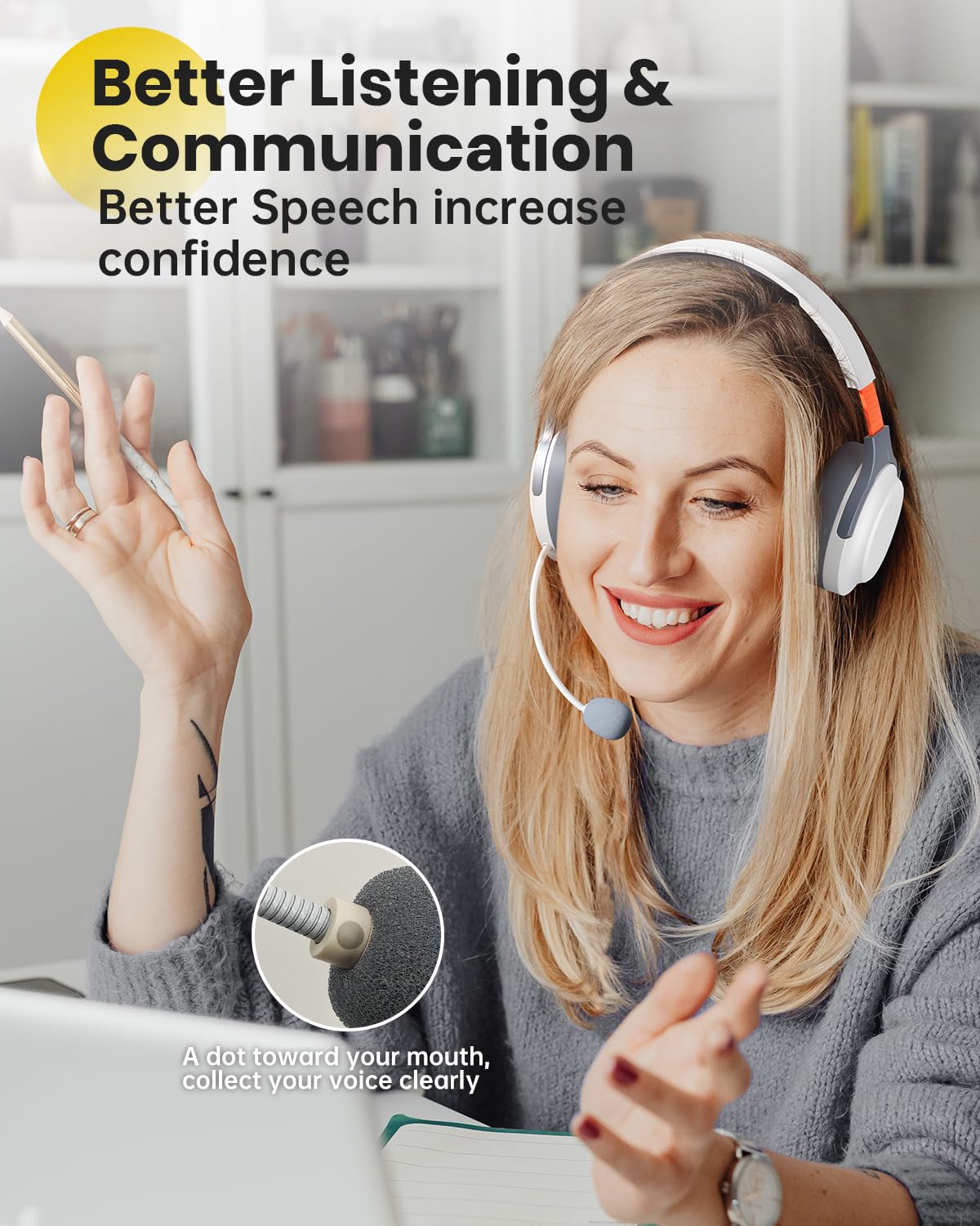 VOXii Auditory Feedback Wireless Headphones PRO, Brain Training Toolkit, New Function: Voice Feedback and Recording, Enhanced Speech, Language…