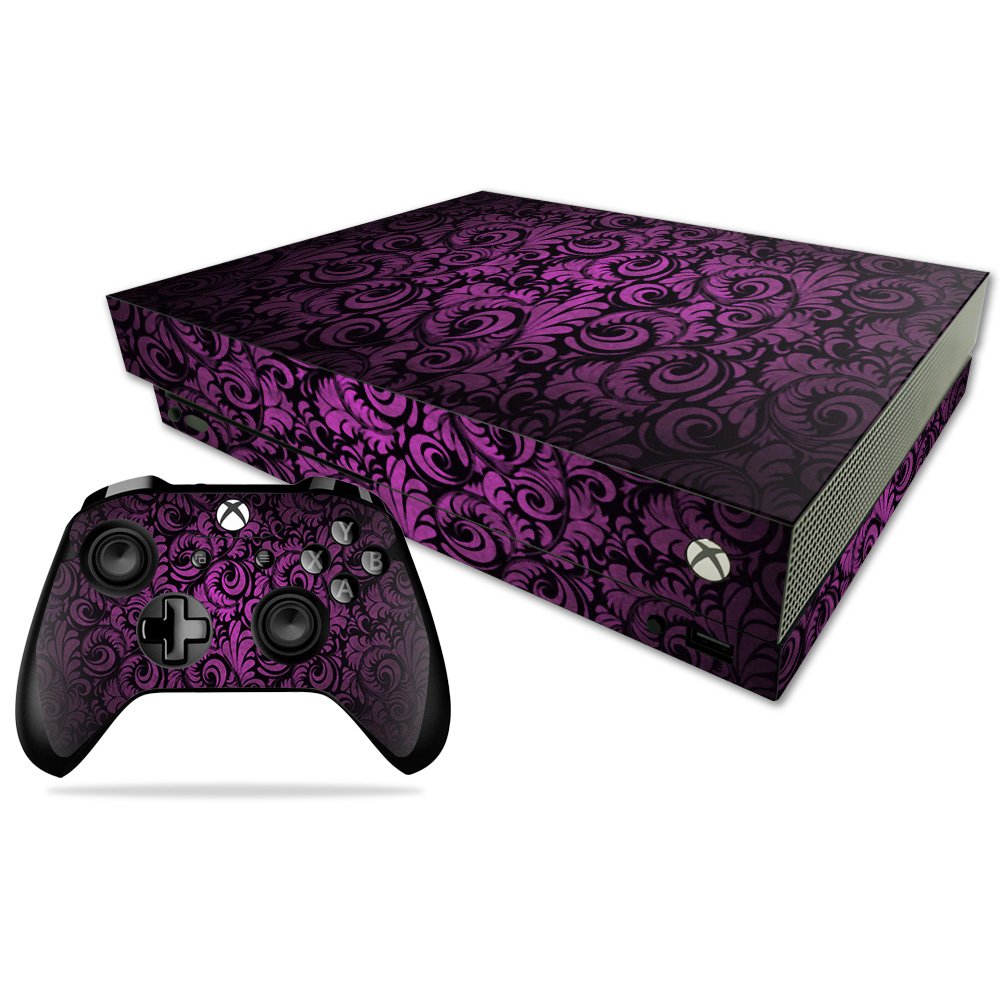 MightySkins Skin Compatible with Microsoft Xbox One X - Purple Style | Protective, Durable, and Unique Vinyl Decal wrap Cover | Easy to Apply, Remove