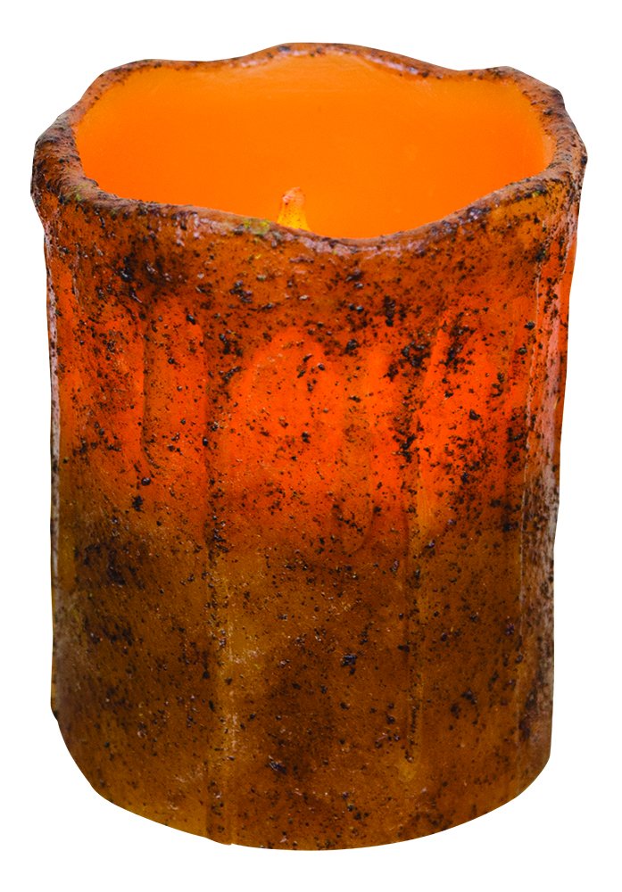 CWI Gifts Burnt Drip Wax Battery Operated Candle - Realistic Flameless Candles - LED Candles - Battery Operated with Timer - 4" - Burnt Mustard Drip