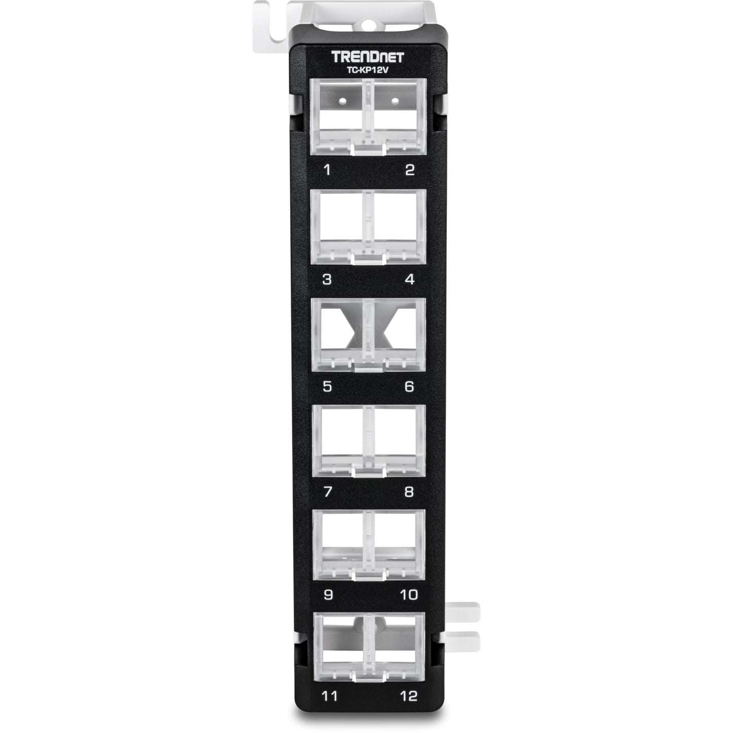 TRENDnet 12-Port Blank Angled Wall Mount Keystone Patch Panel, TC-KP12V, Use with TRENDnet Keystone Jacks (Sold Separately), Snap-in Style, Quick