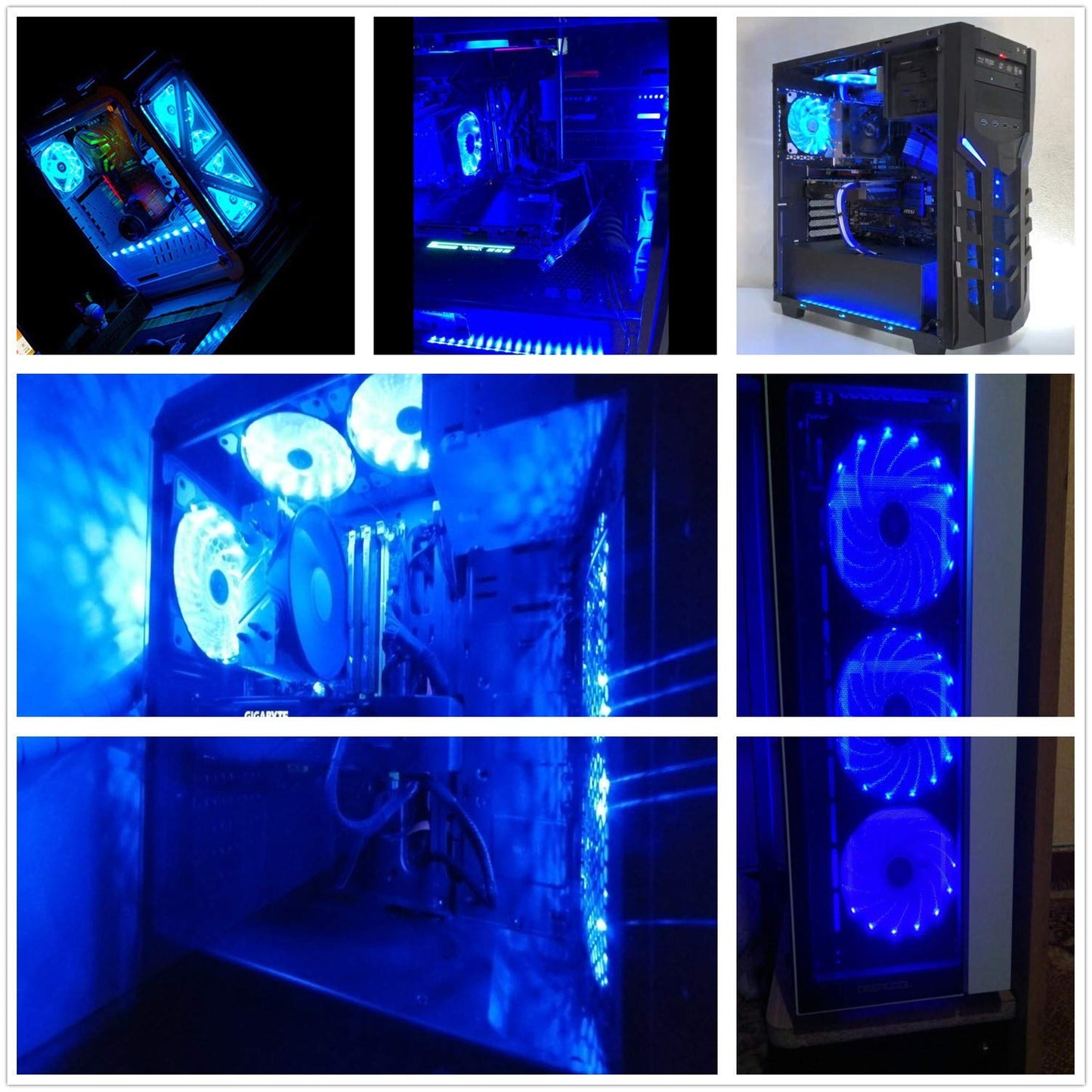 DS Blue PC Lighting, Computer Case Fan 120mm Cooling Case Fan for Computer Cases, LED Low Noise Cooling Fan for CPU Cooler and Radiators (2pack LED