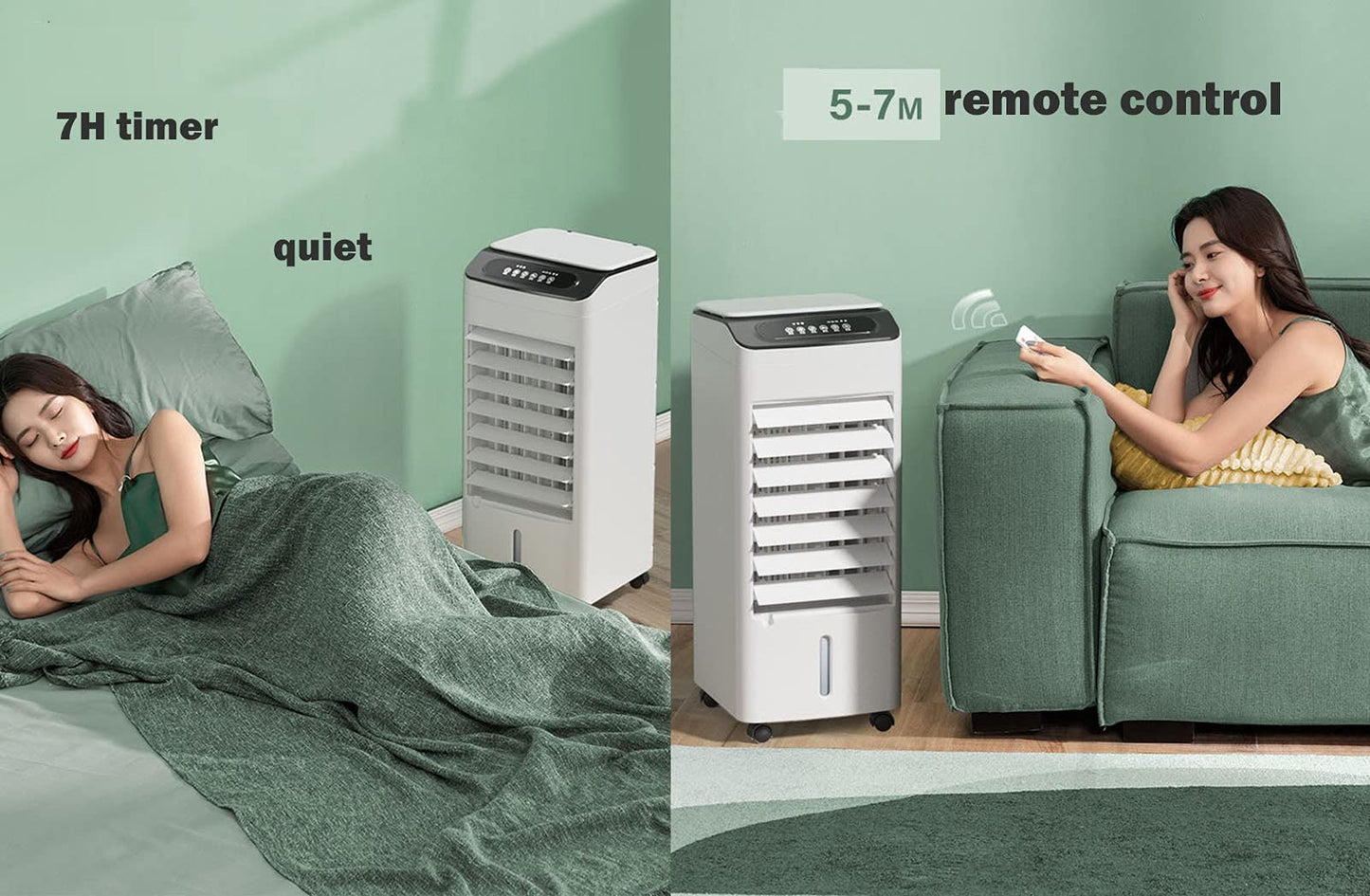Tower Fan with 4L Capacity Water Tank Include Ice Crystal Boxes Oscillating with Remote Control and Button Control 3 Speed Setting and 7- Timer