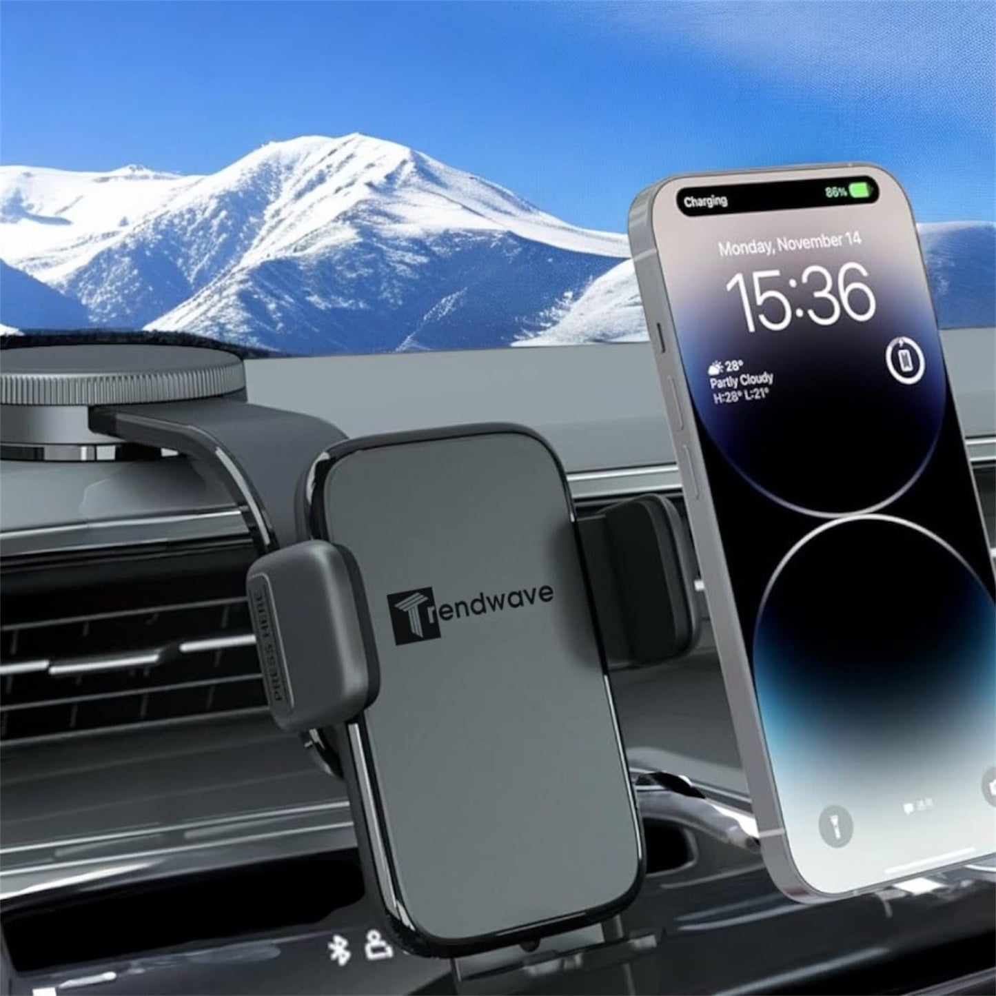 Car Phone Holder - 360° Rotation Vacuum Suction Cup Phone Mount, 108LBS Nano Gel Suction, Bendable Arm & One-Hand Release | Heavy-Duty Dashboard