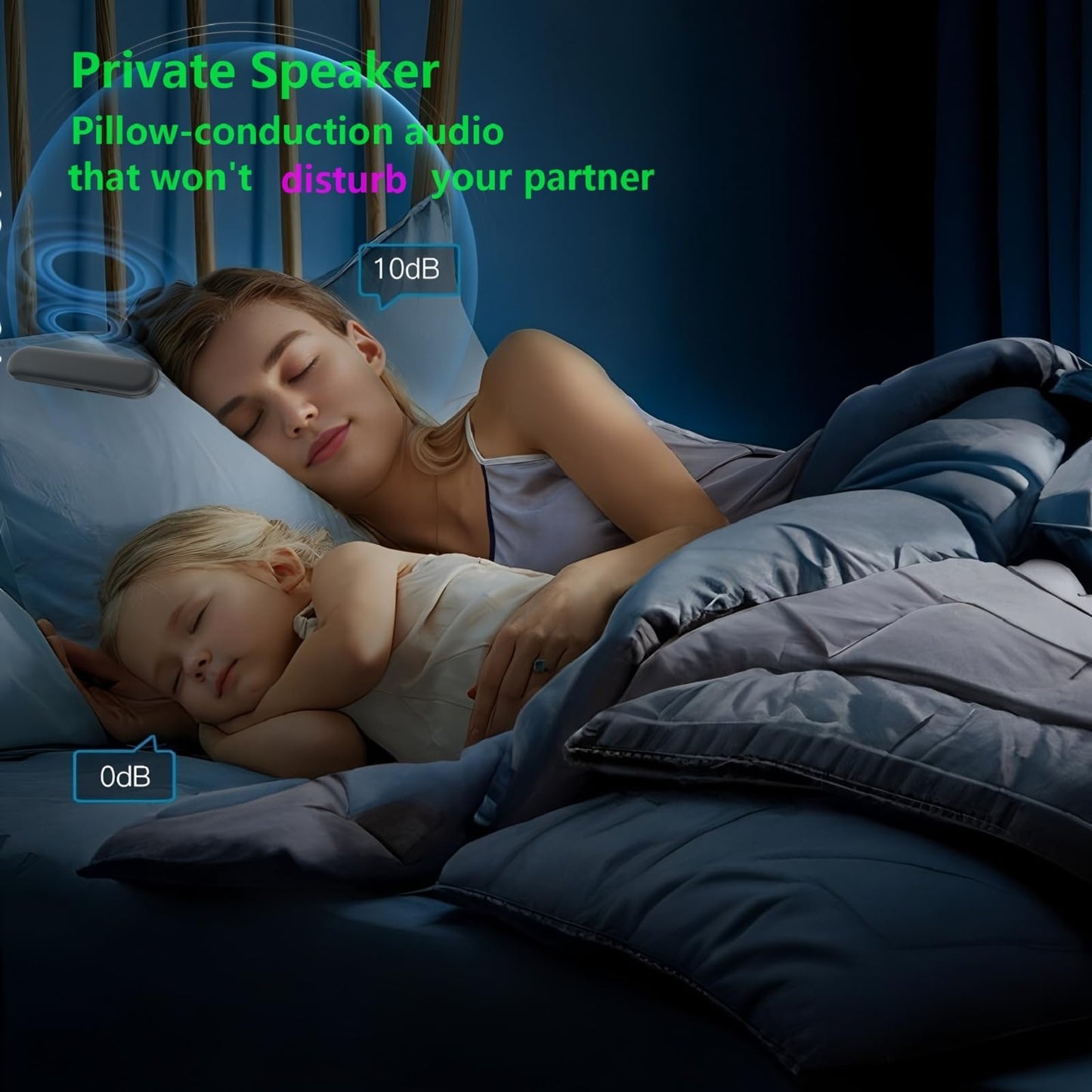 Frinjoy Private Mini Under Pillow Speaker Bluetooth for Sleeping, Portable Bone Conduction Technology with Volume Control/TF Function, Wireless White