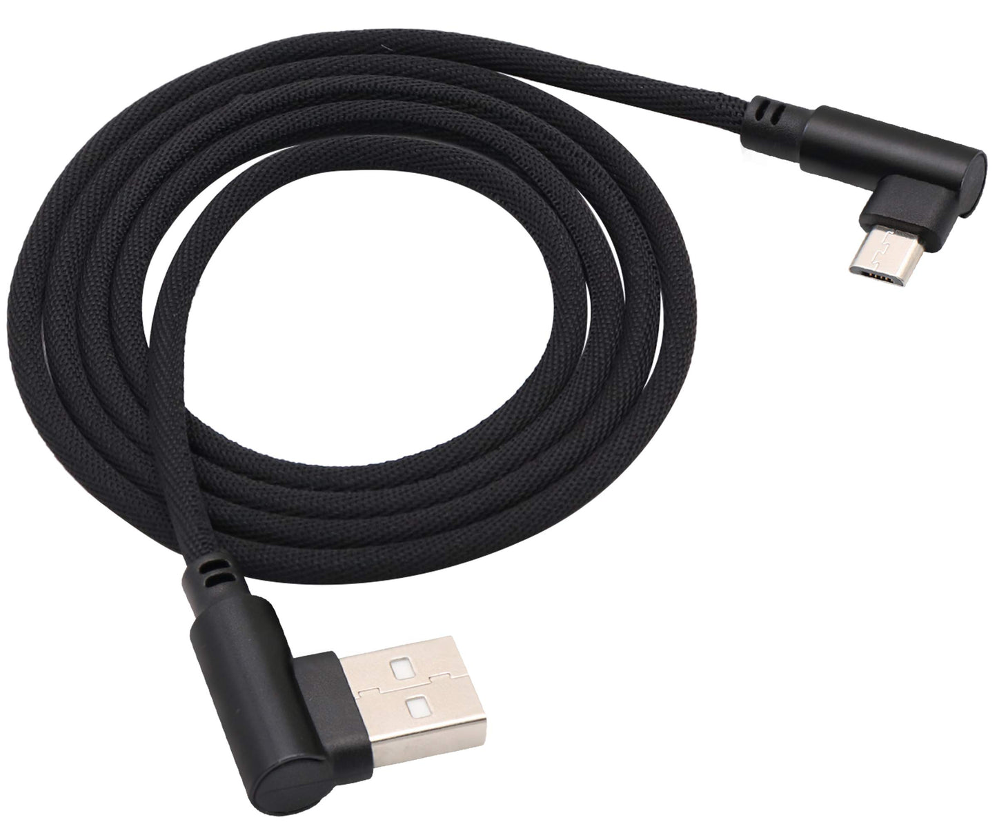 AAOTOKK 3 Ft 90 Degree Micro USB Cable Right Angle USB 2.0 Micro Male Nylon-Braided Fast Sync & Charging Cord Compatible with Android, Samsung