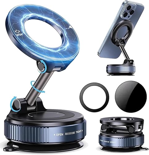 womkvai 2026 new Upgraded Vacuum Magnetic Car Phone Holder 360° Reinforced Ultra Suction Cup Phone Mount for MagSafe Cell Phone Holders for Your