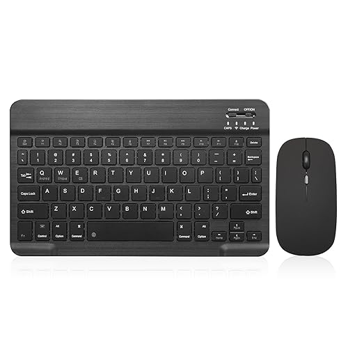 Bluetooth Keyboard and Mouse Combo Rechargeable Portable Wireless Keyboard Mouse Set for Apple iPad iPhone iOS 13 and Above Samsung Tablet Phone