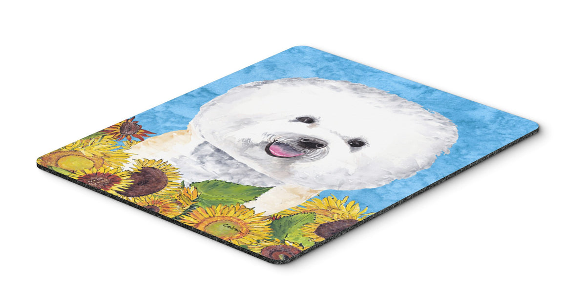 Caroline's Treasures SC9059MP Bichon Frise in Summer Flowers Mouse Pad, Hot Pad or Trivet for Home Office Gaming Working Computers Laptop Mouse