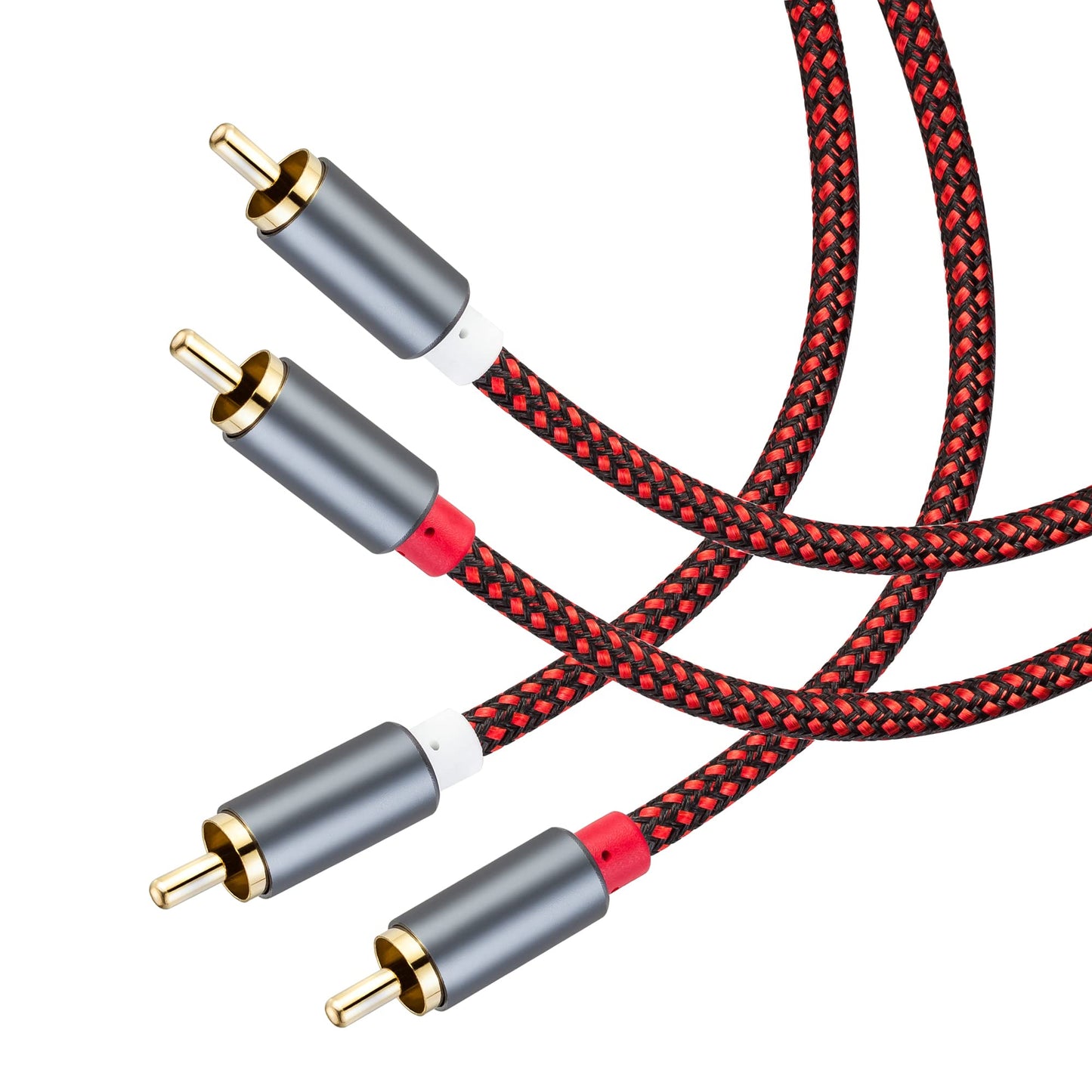 GESSEOR RCA Cable 15 ft RCA Cables, Hi-Fi Sound, Nylon Braided, Shielded RCA Audio Cable for Home Theater, HDTV, Amplifiers, Speakers