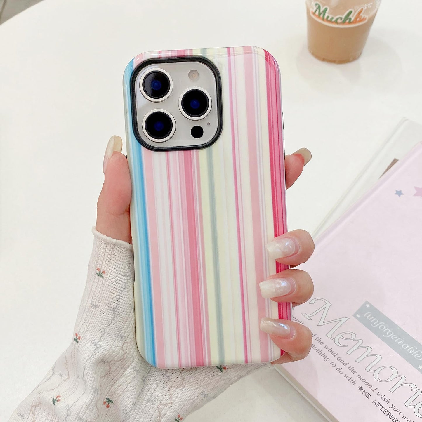XYUQZQ Colorful Striped Pattern Phone Case,for iPhone 15 Pro Max