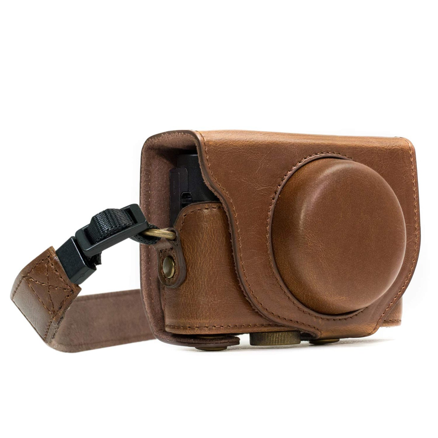 MegaGear MG597 Sony Cyber-shot DSC-HX99, DSC-HX95, DSC-HX90V, DSC-HX80 Ever Ready Leather Camera Case with Strap - Dark Brown