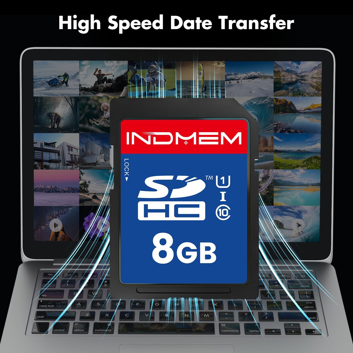 INDMEM SD Card 8GB 5 Pack UHS-I U1 Class 10 8G SDHC Flash Memory Card Compatible with Digital Camera, Computer, Trail Cameras