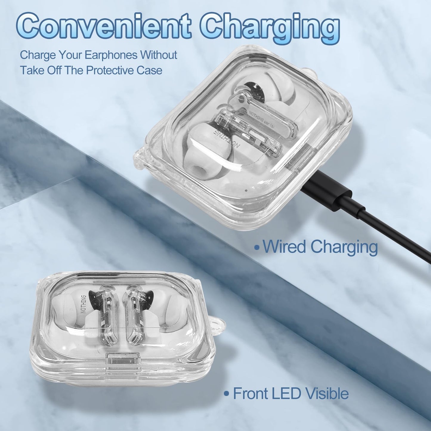 POZCIS for Nothing Ear (a) Case Cover, Clear Soft TPU Protective Earbuds Case with Carabiner Accessories