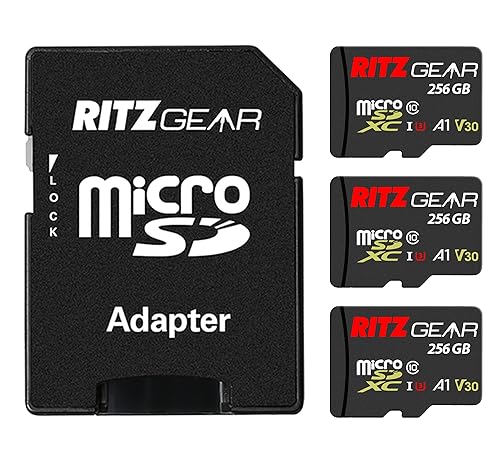 Ritz Gear 256GB Micro SD Card, microSDXC Full HD & 4K UHD, UHS-I, U3, A1, V30, C10-Memory-Card + Adapter & USB-Card-Reader, for Android Smartphones