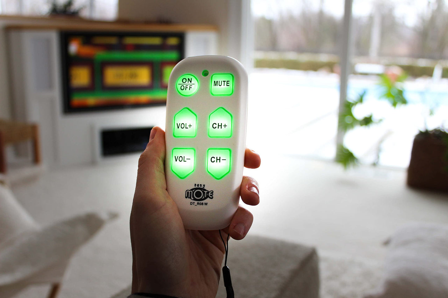 Universal Big Button TV Remote - EasyMote | DT-R08W. Backlit, Easy Use, Smart, Learning Television & Cable Box Controller, Perfect for Assisted Living