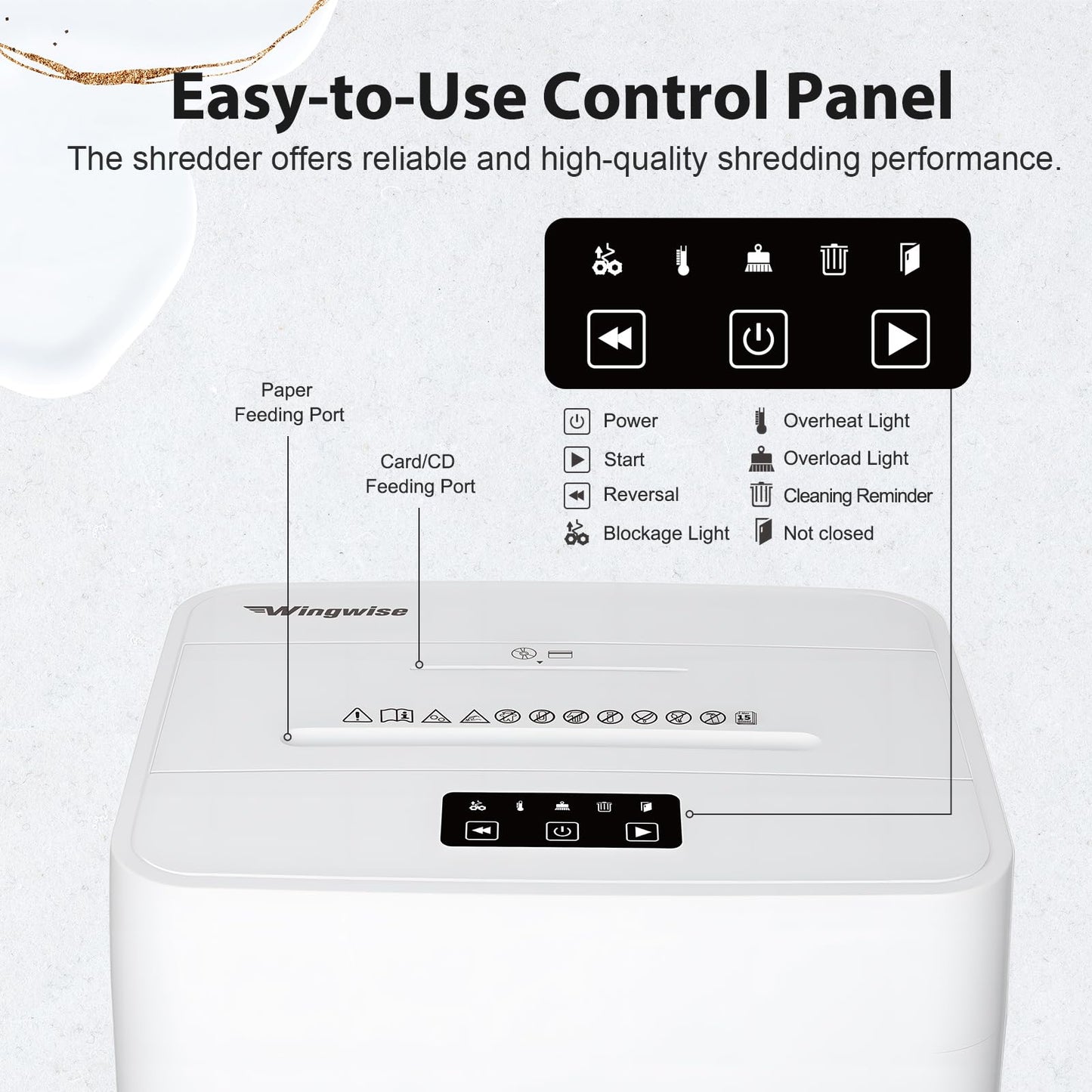Low Noise 42dB Paper Shredder for Home, 15-Sheet Cross Cut, 30-min Runtime, CD/Credit Card Office Shredder, 6.6 Gallons Wastebasket, P-4 High
