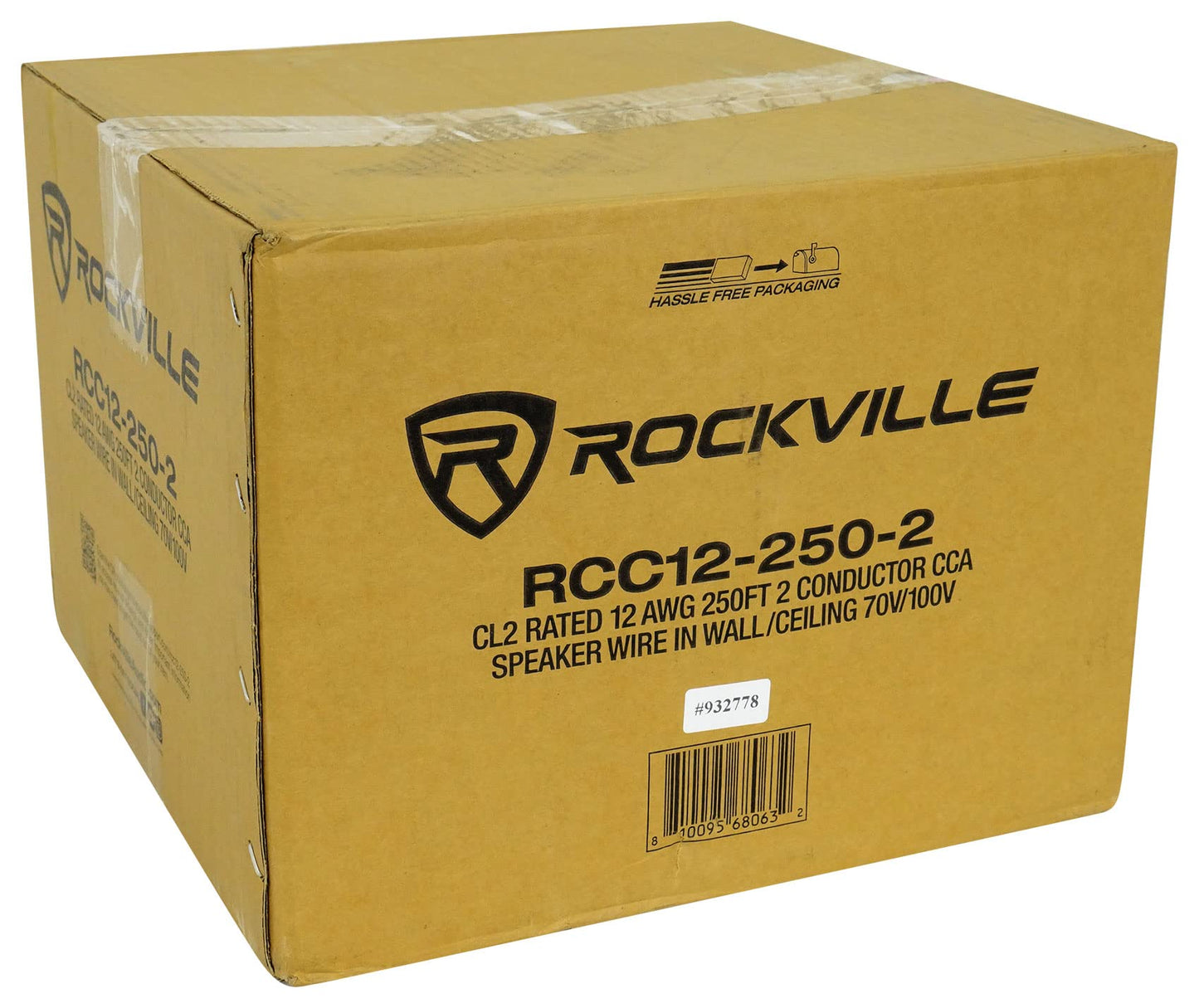 Rockville RCC12-250-2 12 AWG 250ft CCA Speaker Wire, CL2 Rated, 70V Compatible, In-Wall/Ceiling, Flexible Jacket, High Strand Count, for Home Theater