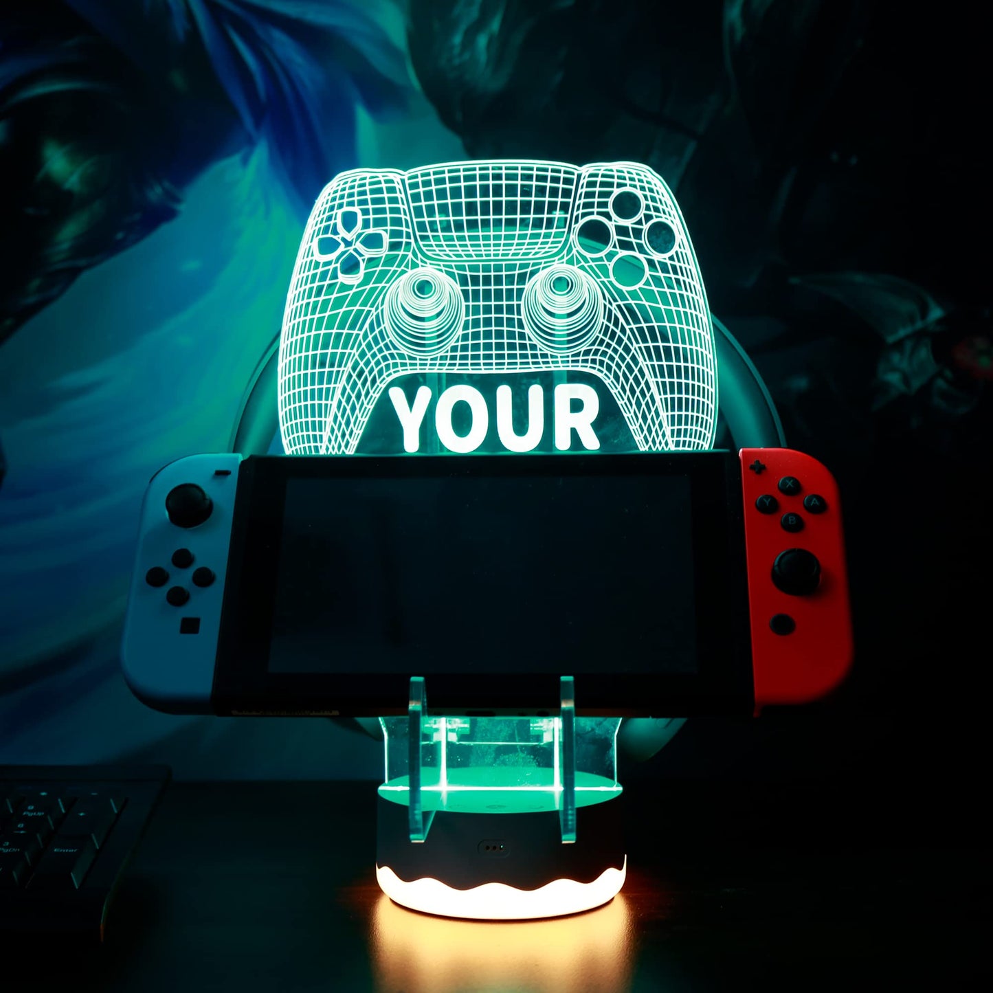 YuanDian Light up Headphone Controller Holder, 16 Colors 3D LED Lights Gamepad Stand, Game Controller Hanger for All Universal Gaming PC Accessories