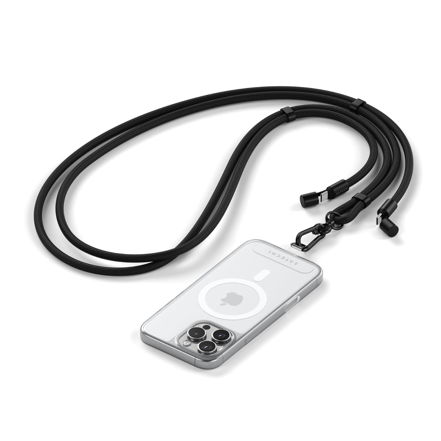 Satechi OntheGo USB-C Lanyard Cable, 60W Fast Charging, 480Mbps Data Transfer, Built-in Crossbody Strap, Adjustable 1.5m / 4.9ft Braided Cord, USB-C