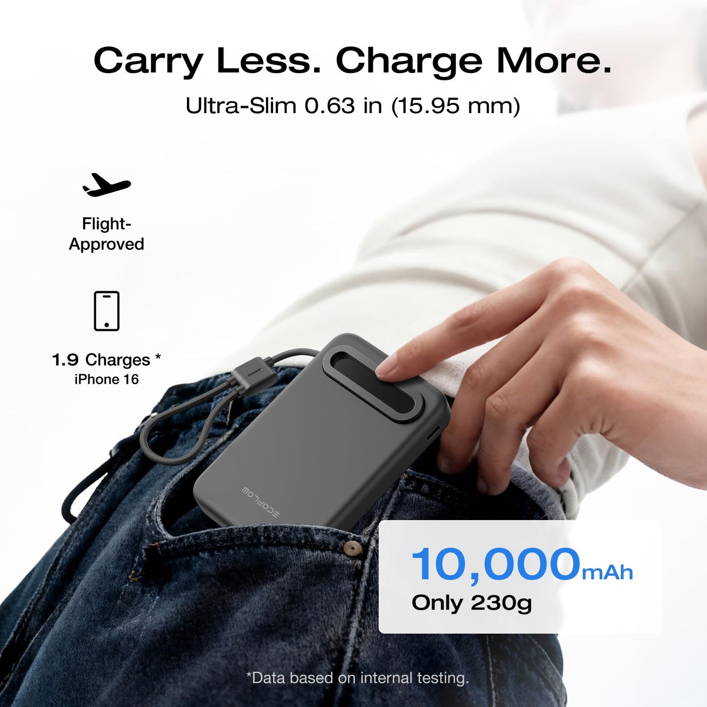 EF ECOFLOW Rapid Mag Power Bank, Qi2.2 25W MagSafe-Compatible Portable Charger, 10,000mAh Magnetic Power Charger with Built-in USB-C Cable