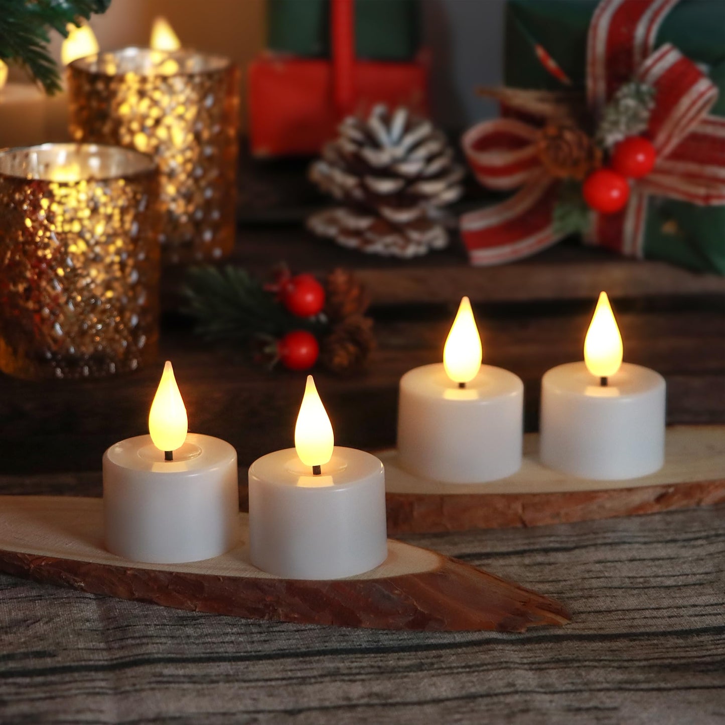 FREEPOWER Rechargeable Flameless Tea Lights with Charging Base & Remote Timer, 12 Pack USB Rechargeable Tealights Candles Battery Operated, Flickering
