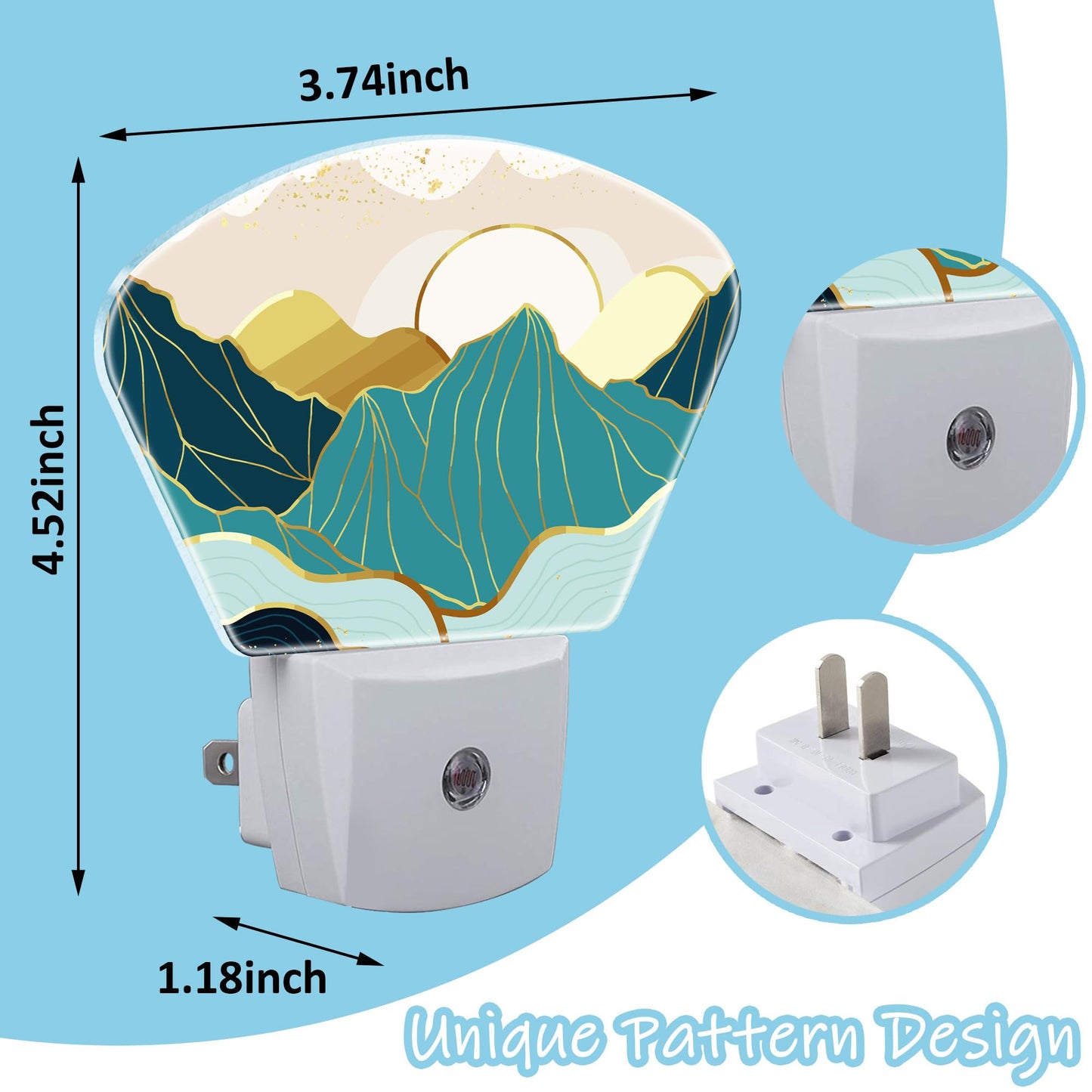 AKKAVNIA Night Light Gold Mountain Plug-in LED Dusk-to-Dawn Sensor Soft Night Lamp,Suitable for Home Bedroom Bathroom Hallway Stairs