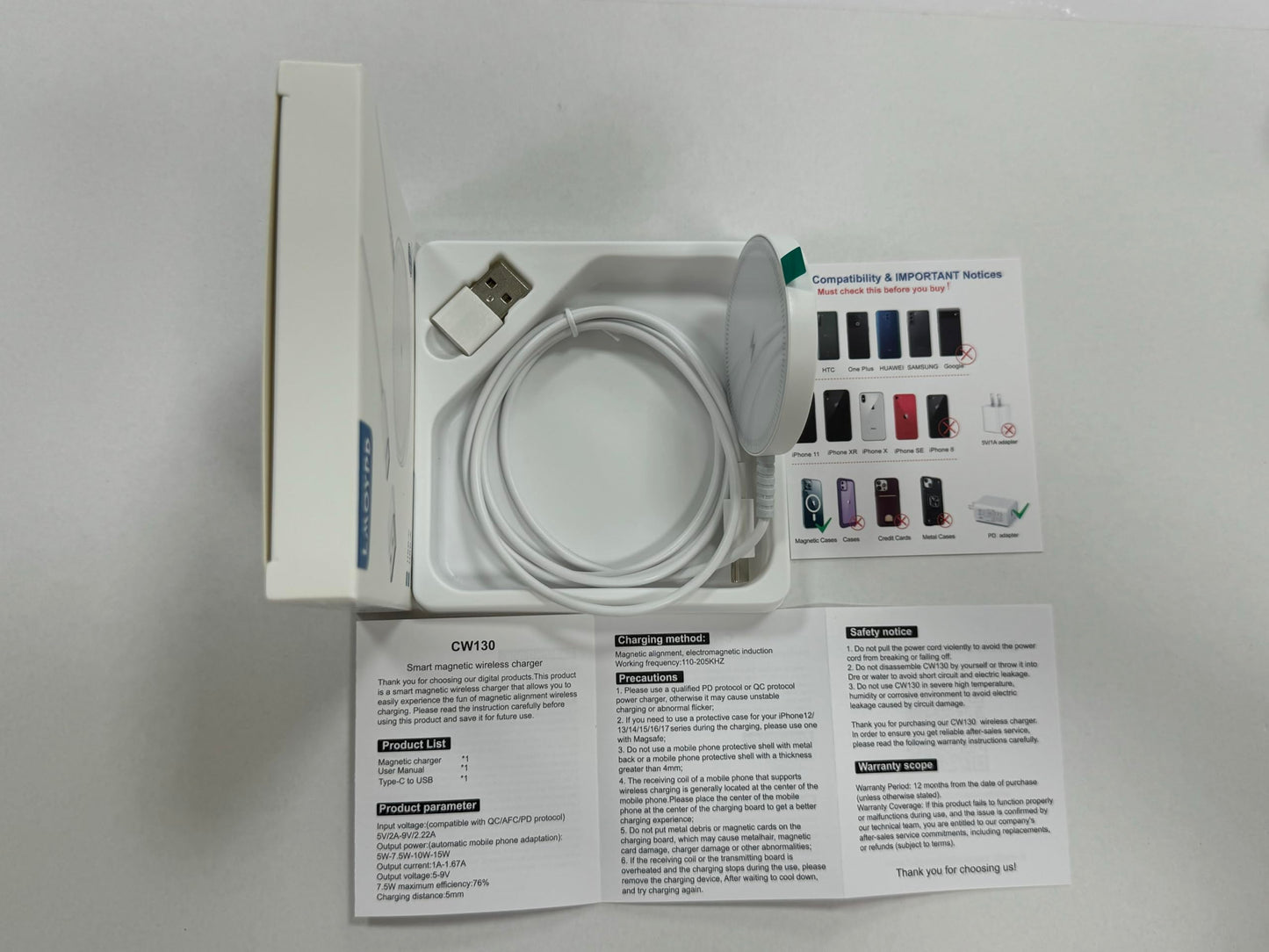 Magnetic Wireless Magsafe Charger iPhone: Charging Pad for iPhone 17/16/15/14/13/12 Series & AirPods Pro 4-2, Strong Magnet, Dual Ports