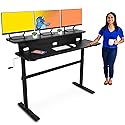 Stand Steady Tranzendesk | 55 Inch Dual Level Standing Desk with Shelf | Easy Crank Height Adjustable Sit to Stand Desk | Stand Up Workstation