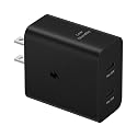 SAMSUNG 50W Duo Power Adapter Wall Charger, 2 Ports, Cable Included, Super Fast Charging 2.0 for Galaxy Phones, Tablets, USB Type C Devices, Low