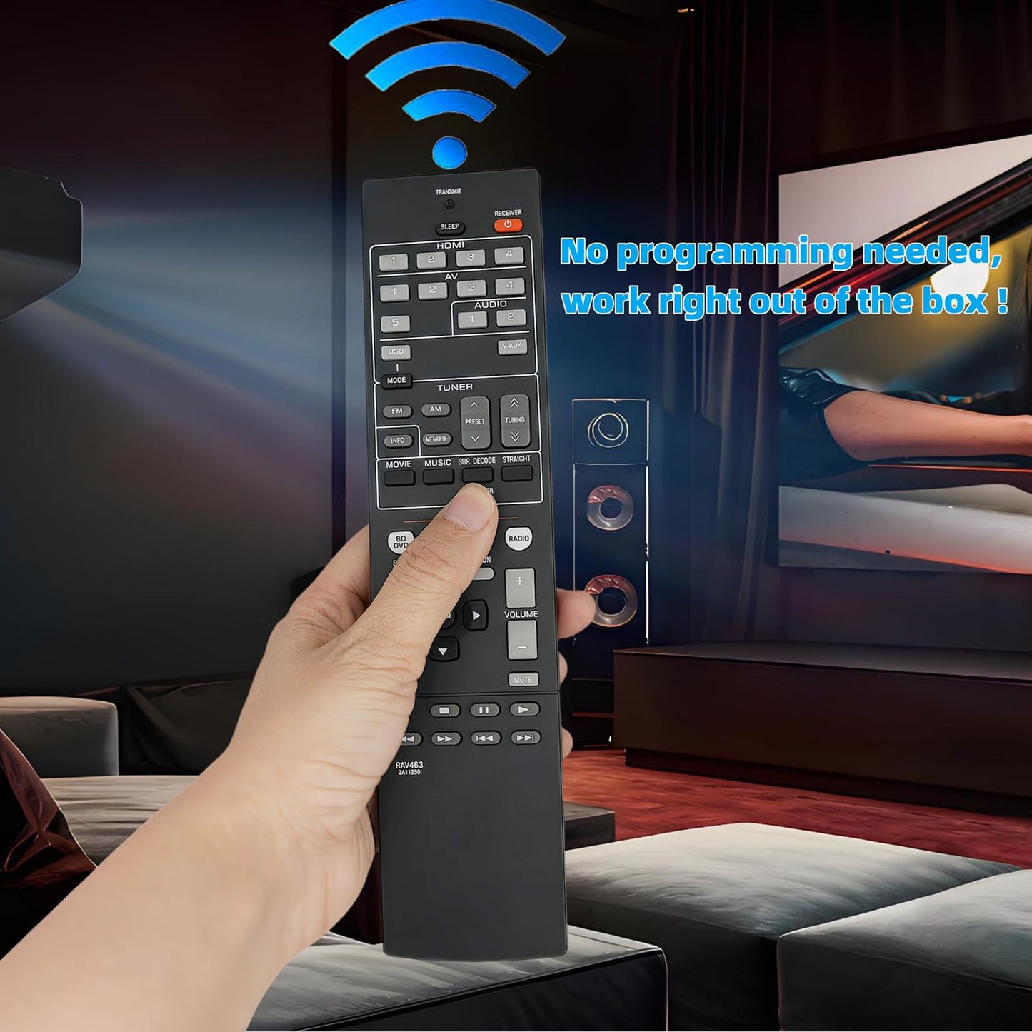 RAV463 ZA11350 Replacement Remote Control for Yamaha AV Receiver RX-V373 RX-V375 HTR-3066