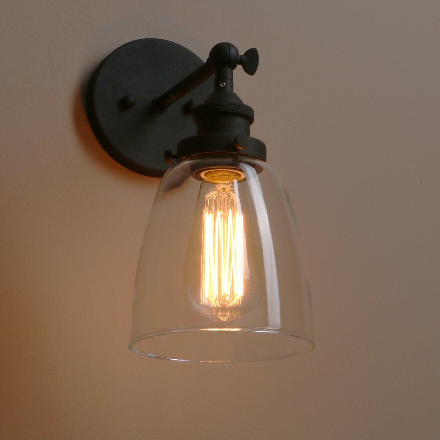 Pathson Vintage Wall Sconce with Clear Glass, Hardwired Wall Vanity Light Fixtures, Wall Mounted Lamp for Farmhouse Bedroom Bathroom Vanity Mirror