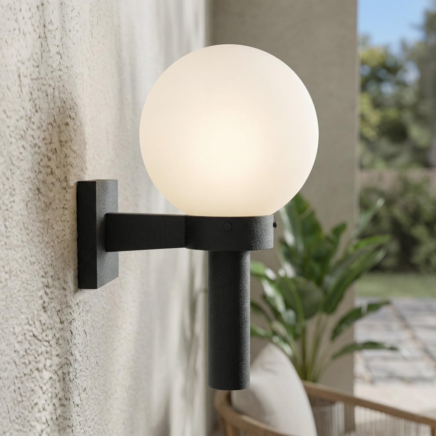 Progress Lighting Acrylic Globe 1-Light Shatter-Resistant Acrylic Shade Modern Outdoor Wall Lantern Light, Outdoor, P5626-60, Matte Black