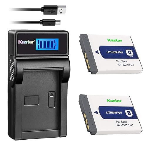 Kastar Battery (X2) & LCD Charger Replacement for Sony NP-BD1 NP-FD1 BC-CSD and Cyber-Shot DSC-G3 DSC-T2 DSC-T70 DSC-T75 DSC-T77 DSC-T90 DSC-T200