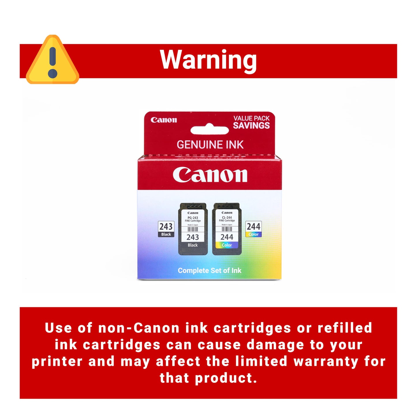 Canon PG-243 / CL-244 Genuine Ink Value Pack (2 Cartridges), Compatible with iP2820, MX492, MG2420/2520/2920/2922/2924/3020/2522/2525