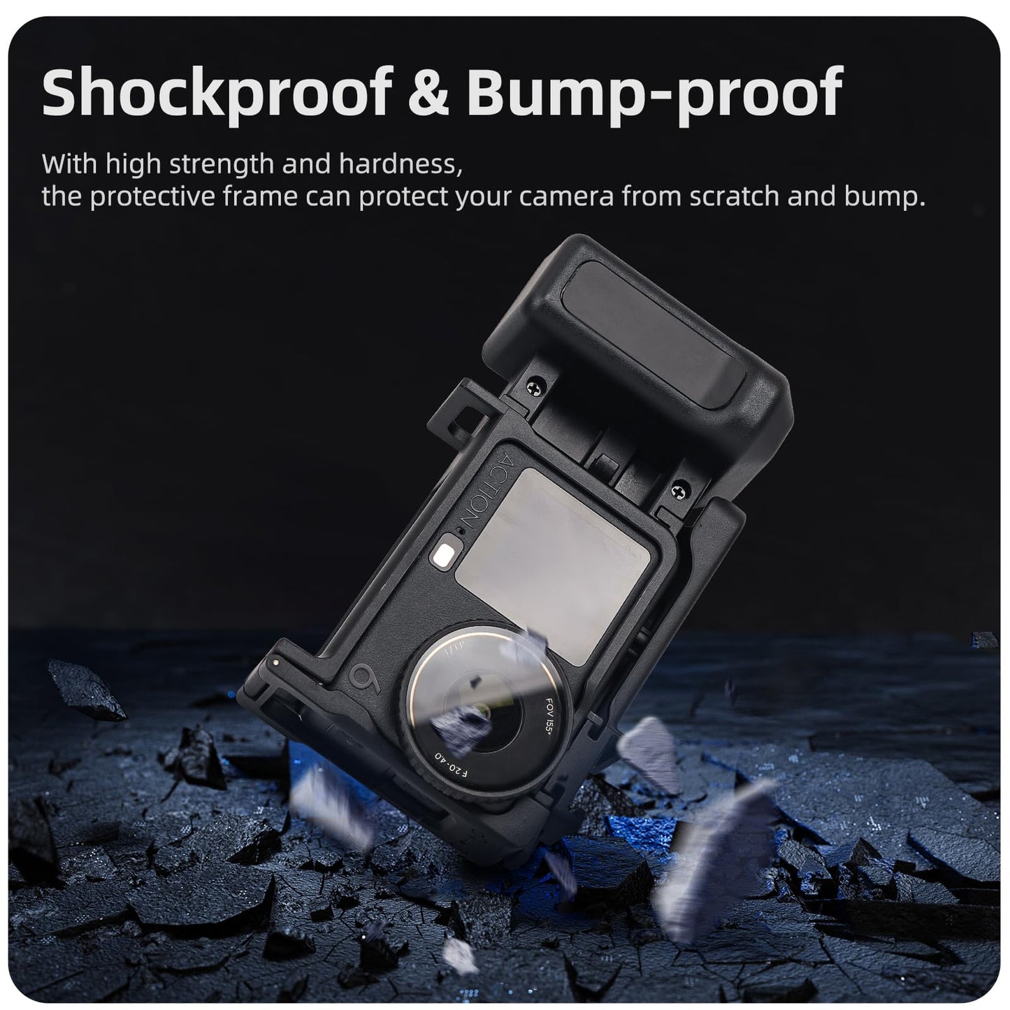 Street Grip Kit for DJI Action 6 with Protective Frame Cage, Plastic Camera Grip Handle Holder with Shutter Button, Quick Release, Cold Shoe, Wrist