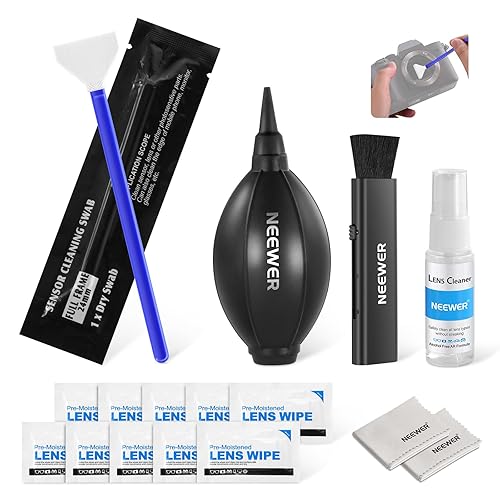 NEEWER 16 in 1 Camera Lens Cleaning Kit, 1x Brush + 1x Air Blower + 1x Cleaning Swab for 24mm Full Frame Sensor + 1x Cleaner Spray + 2X Cloth + 10x