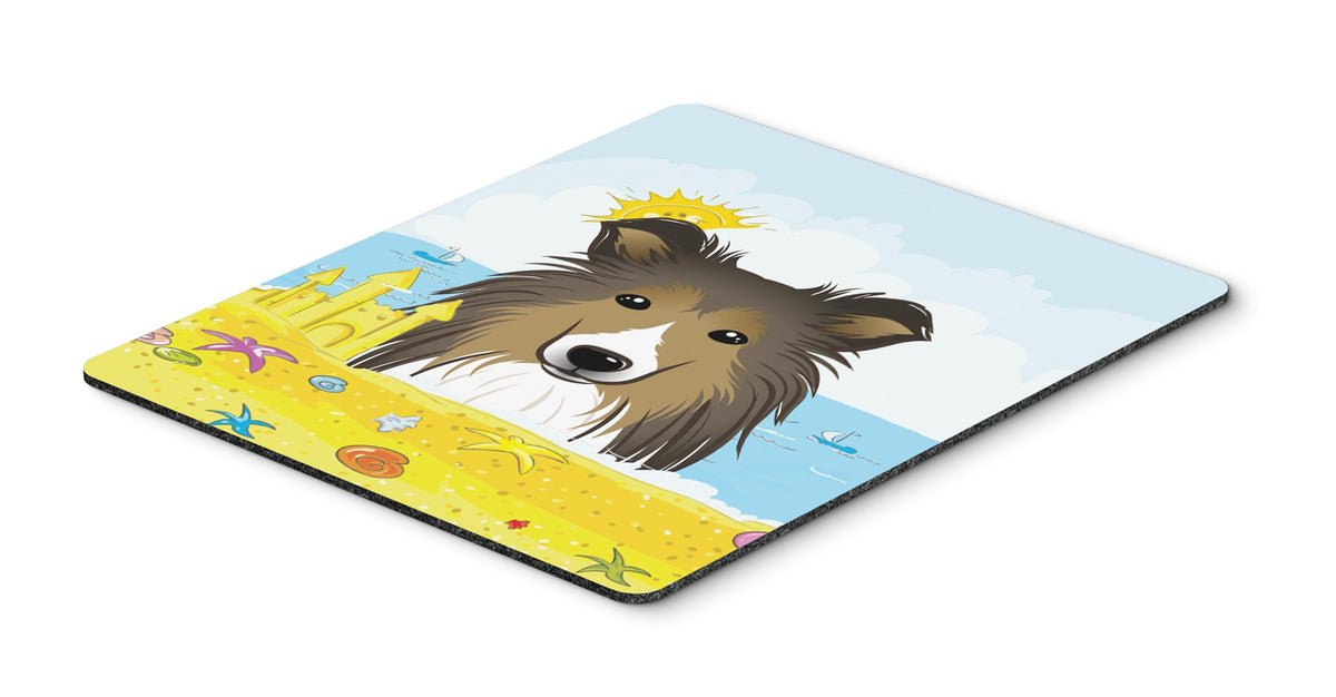 Caroline's Treasures BB2110MP Sheltie Summer Beach Mouse Pad, Hot Pad or Trivet for Home Office Gaming Working Computers Laptop Mouse Mat,Washable