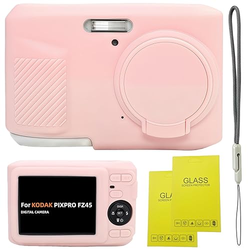 SZHSYJY Case for Kodak PIXPRO FZ45, FZ45 Accessories: Soft Silicone Protective Case with Removable Lens Cover, Includes 2 Screen Protectors and 1
